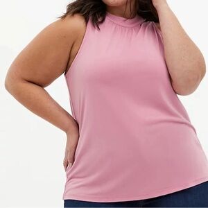 Torrid Pink Mock Neck Keyhole Sleeveless Blouse Top - Size 2